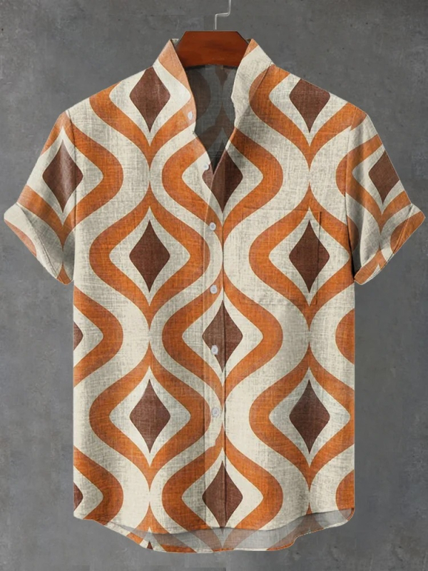 2024. aasta uus AliExpressi sõltumatu jaama 3D-digitaalprintimisega meeste vabaaja 6-nööbiga lühike särk