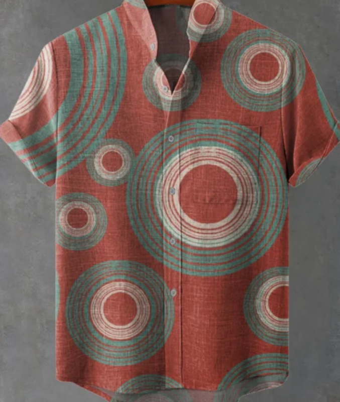 2024. aasta uus AliExpressi sõltumatu jaama 3D-digitaalprintimisega meeste vabaaja 6-nööbiga lühike särk