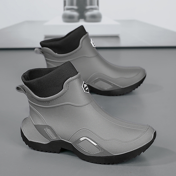 Μπότες Αδιάβροχες Ανδρικές Ανοιξιάτικες Κουζίνες Εργασίας Ανθεκτικές στη Φθορά Παπούτσια Νερού Takeaway Rider Μαύρες Μπότες Αδιάβροχης Προστασίας Εργασίας