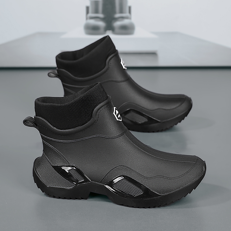 Vyriški pavasariniai guminiai batai, atsparūs virtuvės darbui, juodi, apsaugantys nuo lietaus, atsparūs vandens batai