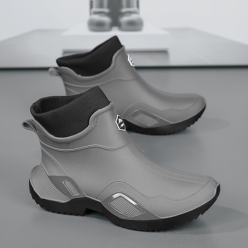 Meeste kevadsaapad köögitööriietusele vastupidavad veekingad Takeaway Rider mustad töökaitsega vihmasaapad