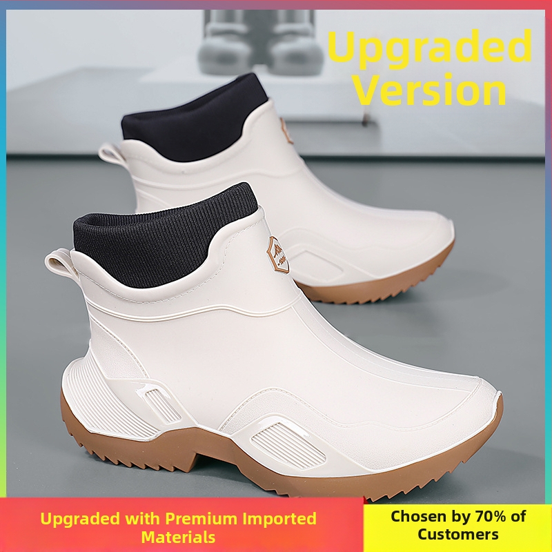 Meeste kevadsaapad köögitööriietusele vastupidavad veekingad Takeaway Rider mustad töökaitsega vihmasaapad