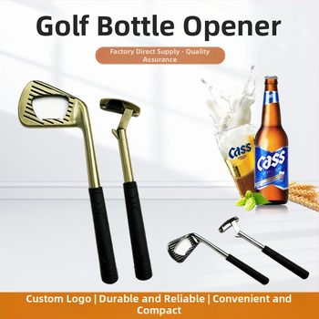 Tiesioginio gamyklinio pardavimo cinko lydinio golfo geležies formos kūrybinis alaus butelių atidarytuvas metalinis butelių atidarytuvas su kryžminiu kraštu yra sandėlyje