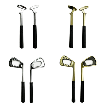 Tiesioginio gamyklinio pardavimo cinko lydinio golfo geležies formos kūrybinis alaus butelių atidarytuvas metalinis butelių atidarytuvas su kryžminiu kraštu yra sandėlyje