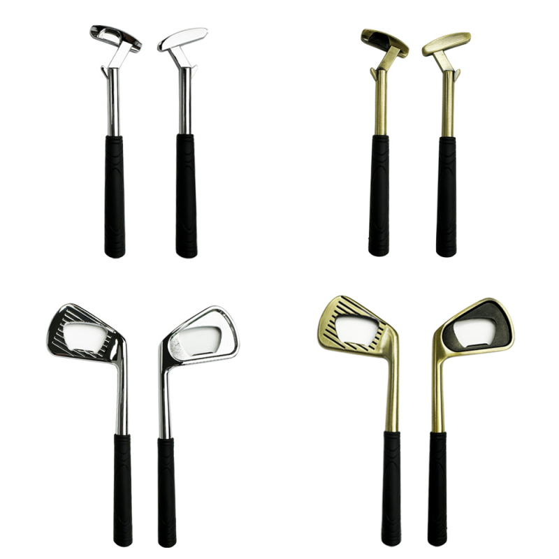 Tiesioginio gamyklinio pardavimo cinko lydinio golfo geležies formos kūrybinis alaus butelių atidarytuvas metalinis butelių atidarytuvas su kryžminiu kraštu yra sandėlyje