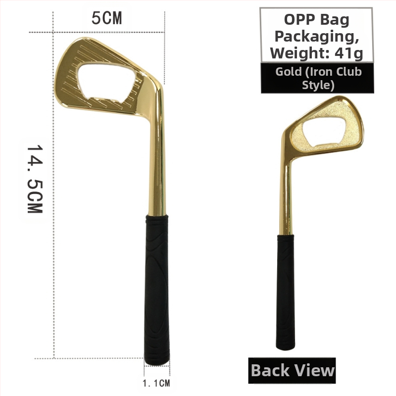 Tiesioginio gamyklinio pardavimo cinko lydinio golfo geležies formos kūrybinis alaus butelių atidarytuvas metalinis butelių atidarytuvas su kryžminiu kraštu yra sandėlyje