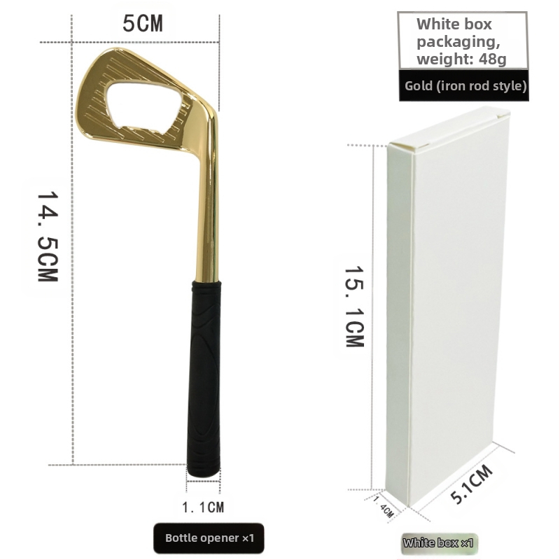 Tiesioginio gamyklinio pardavimo cinko lydinio golfo geležies formos kūrybinis alaus butelių atidarytuvas metalinis butelių atidarytuvas su kryžminiu kraštu yra sandėlyje