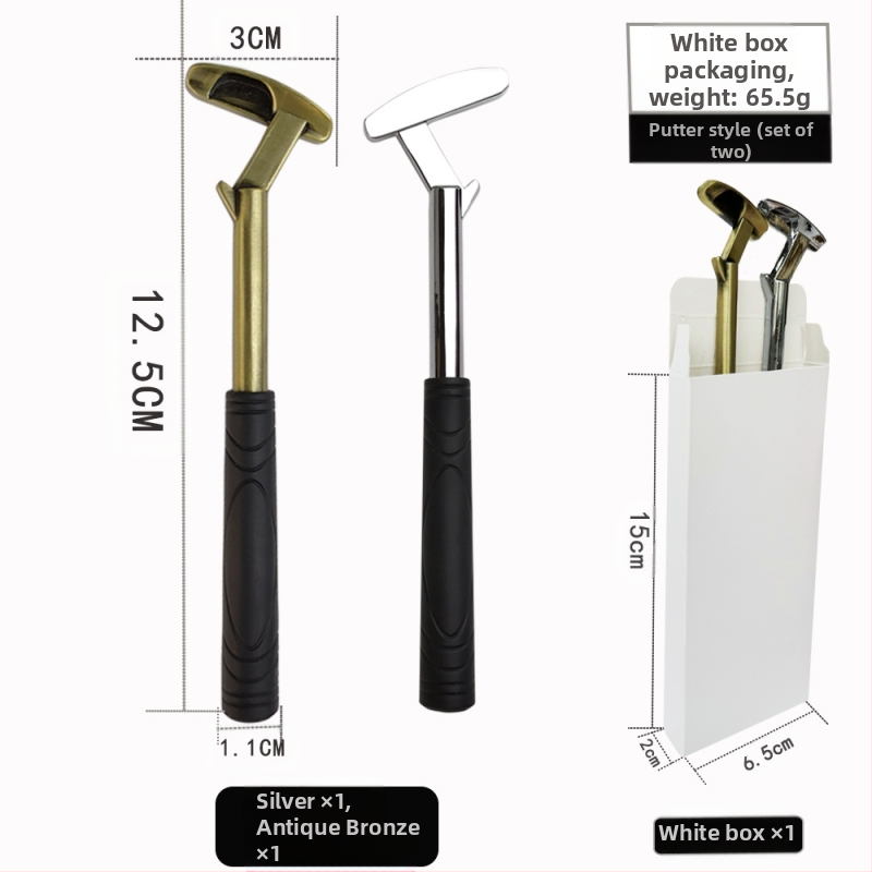 Tiesioginio gamyklinio pardavimo cinko lydinio golfo geležies formos kūrybinis alaus butelių atidarytuvas metalinis butelių atidarytuvas su kryžminiu kraštu yra sandėlyje