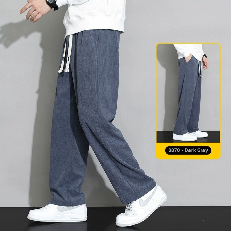 Meeste rähni velvetist püksid 2025. aasta suvel uued lahtised sirged dressipüksid sportlikud vabaaja pikad püksid