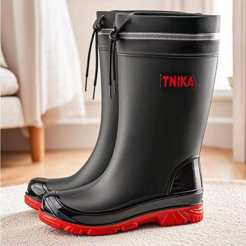 Väliskaubanduse Briti moe meeste keskmise suurusega vihmasaapad, ööpeegeldavad integreeritud pingutusnööriga veekindlad kingad, libisemiskindlad meeste vihmasaapad, kalastuskingad