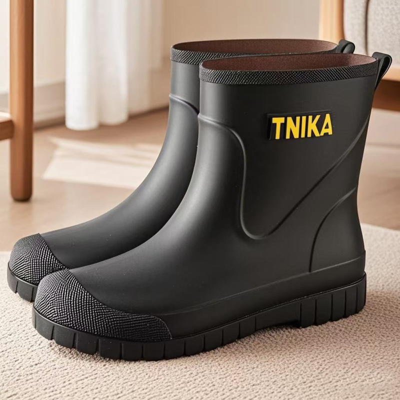 Väliskaubanduse Briti moe meeste keskmise suurusega vihmasaapad, ööpeegeldavad integreeritud pingutusnööriga veekindlad kingad, libisemiskindlad meeste vihmasaapad, kalastuskingad