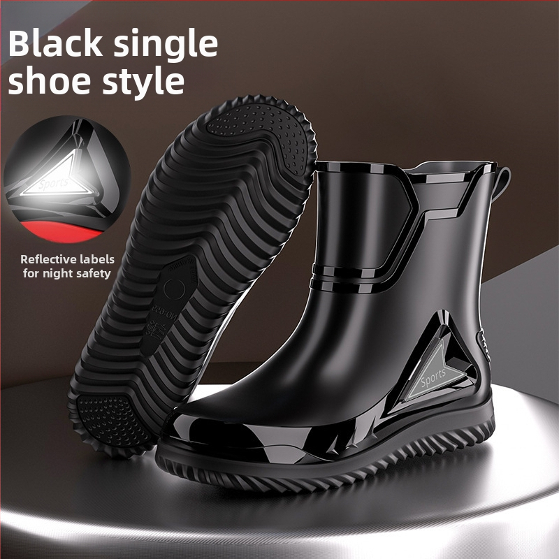 Väliskaubanduse Briti moe meeste keskmise suurusega vihmasaapad, ööpeegeldavad integreeritud pingutusnööriga veekindlad kingad, libisemiskindlad meeste vihmasaapad, kalastuskingad