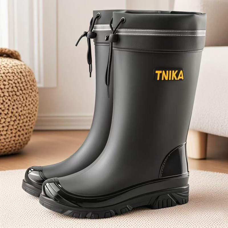 Väliskaubanduse Briti moe meeste keskmise suurusega vihmasaapad, ööpeegeldavad integreeritud pingutusnööriga veekindlad kingad, libisemiskindlad meeste vihmasaapad, kalastuskingad