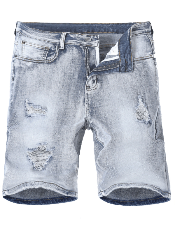 Meeste suvised rebitud venivast materjalist teksapüksid, meeste keskmise pikkusega õhukesed Euroopa ja Ameerika lühikesed püksid, kitsad rebitud meeste püksid, piiriülesed püksid