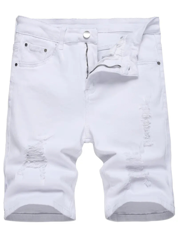 Meeste suvised rebitud venivast materjalist teksapüksid, meeste keskmise pikkusega õhukesed Euroopa ja Ameerika lühikesed püksid, kitsad rebitud meeste püksid, piiriülesed püksid