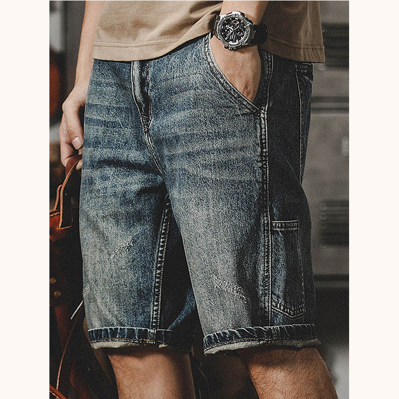 Meeste suvised rebitud venivast materjalist teksapüksid, meeste keskmise pikkusega õhukesed Euroopa ja Ameerika lühikesed püksid, kitsad rebitud meeste püksid, piiriülesed püksid