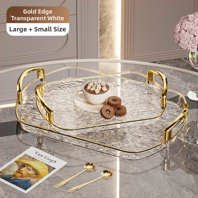 Kerge luksuslik plastkandik käepidemega, kahe kõrvaga kõrgekvaliteediline majapidamistee kandik, õhtusöögikandik, ärirestorani paksendatud suur kandik