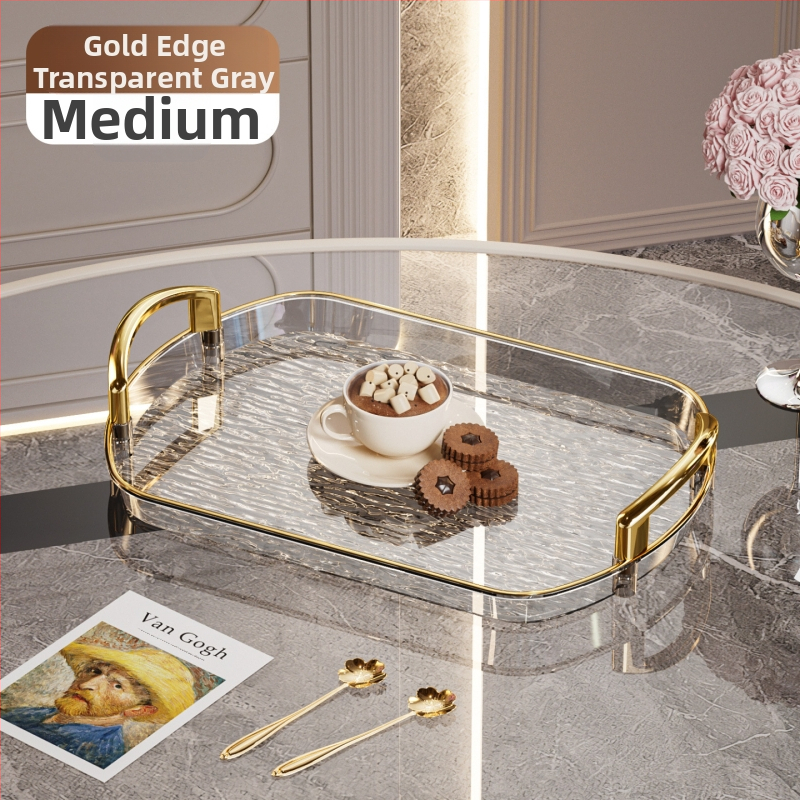 Kerge luksuslik plastkandik käepidemega, kahe kõrvaga kõrgekvaliteediline majapidamistee kandik, õhtusöögikandik, ärirestorani paksendatud suur kandik