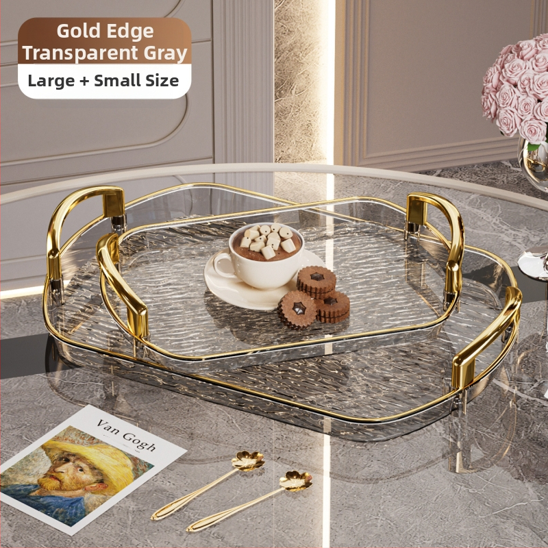 Kerge luksuslik plastkandik käepidemega, kahe kõrvaga kõrgekvaliteediline majapidamistee kandik, õhtusöögikandik, ärirestorani paksendatud suur kandik