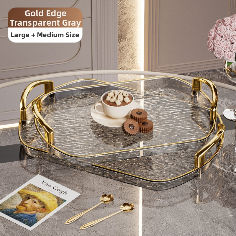 Kerge luksuslik plastkandik käepidemega, kahe kõrvaga kõrgekvaliteediline majapidamistee kandik, õhtusöögikandik, ärirestorani paksendatud suur kandik