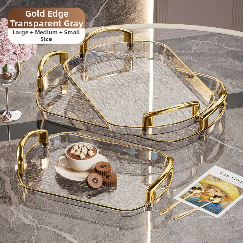 Kerge luksuslik plastkandik käepidemega, kahe kõrvaga kõrgekvaliteediline majapidamistee kandik, õhtusöögikandik, ärirestorani paksendatud suur kandik