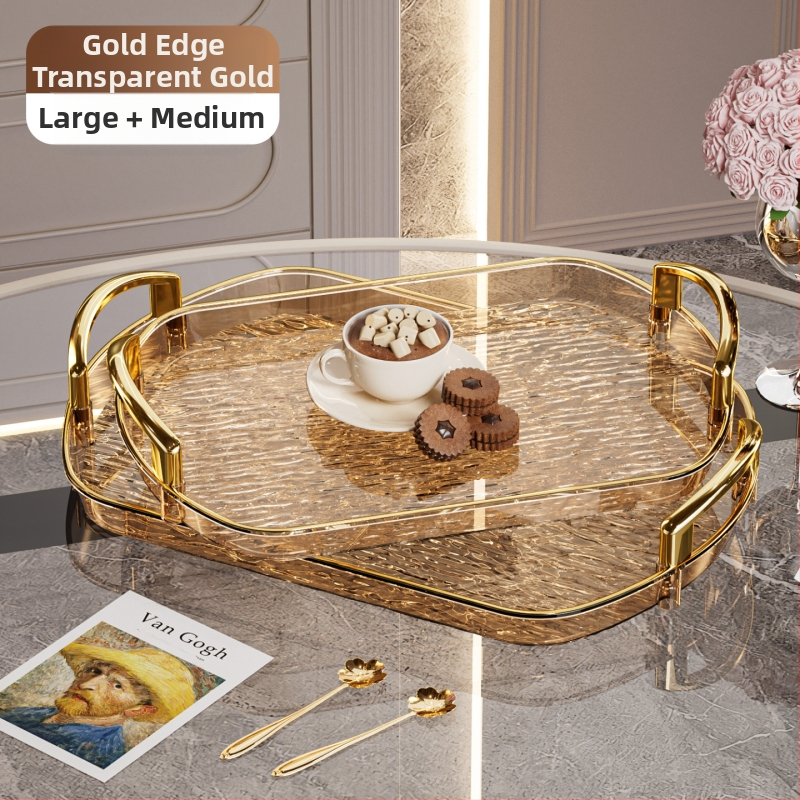 Kerge luksuslik plastkandik käepidemega, kahe kõrvaga kõrgekvaliteediline majapidamistee kandik, õhtusöögikandik, ärirestorani paksendatud suur kandik