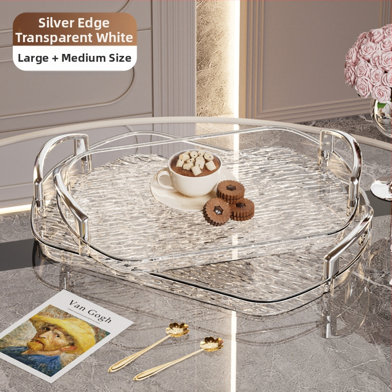 Kerge luksuslik plastkandik käepidemega, kahe kõrvaga kõrgekvaliteediline majapidamistee kandik, õhtusöögikandik, ärirestorani paksendatud suur kandik