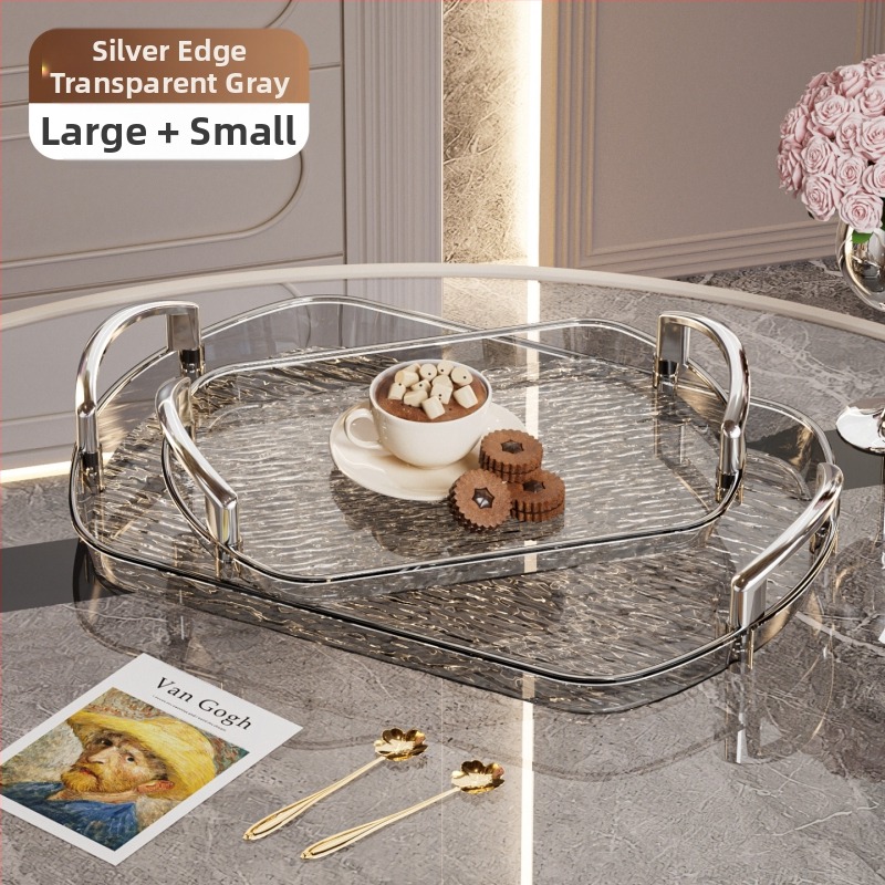 Kerge luksuslik plastkandik käepidemega, kahe kõrvaga kõrgekvaliteediline majapidamistee kandik, õhtusöögikandik, ärirestorani paksendatud suur kandik