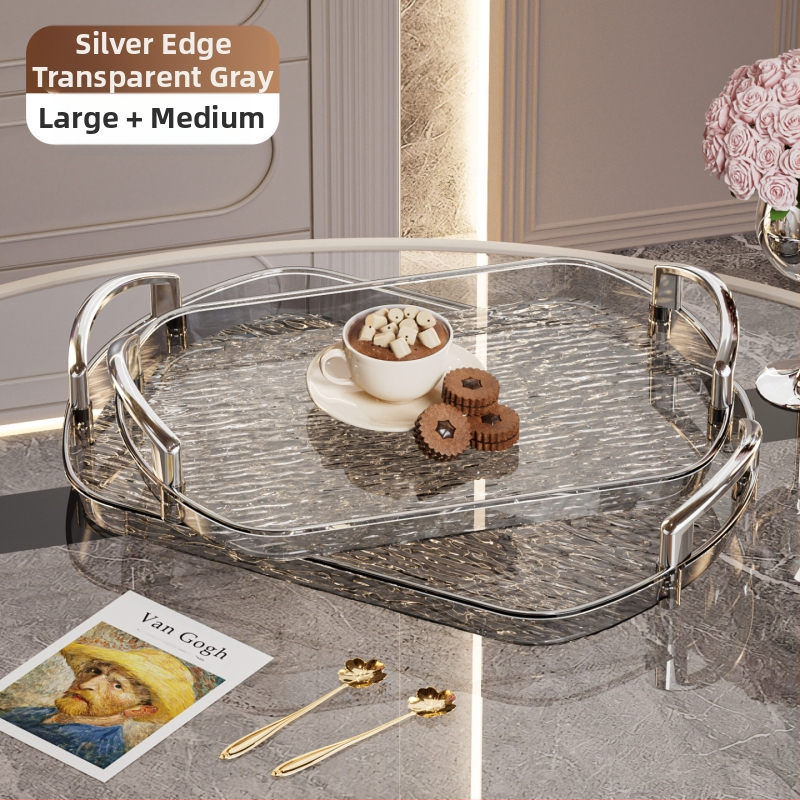 Kerge luksuslik plastkandik käepidemega, kahe kõrvaga kõrgekvaliteediline majapidamistee kandik, õhtusöögikandik, ärirestorani paksendatud suur kandik