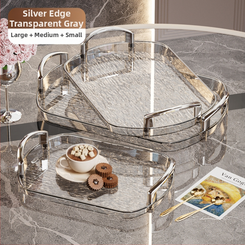 Kerge luksuslik plastkandik käepidemega, kahe kõrvaga kõrgekvaliteediline majapidamistee kandik, õhtusöögikandik, ärirestorani paksendatud suur kandik