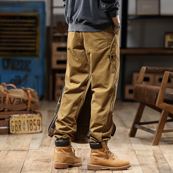 Ameerika retro stiilis meeste cargo-püksid, kevad ja sügis 2025, uued paksendatud trendikad brändi haaremijooksjapüksid