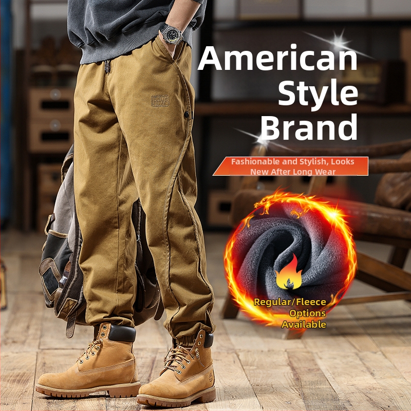 Ameerika retro stiilis meeste cargo-püksid, kevad ja sügis 2025, uued paksendatud trendikad brändi haaremijooksjapüksid