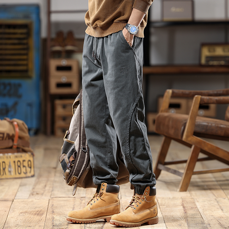 Ameerika retro stiilis meeste cargo-püksid, kevad ja sügis 2025, uued paksendatud trendikad brändi haaremijooksjapüksid