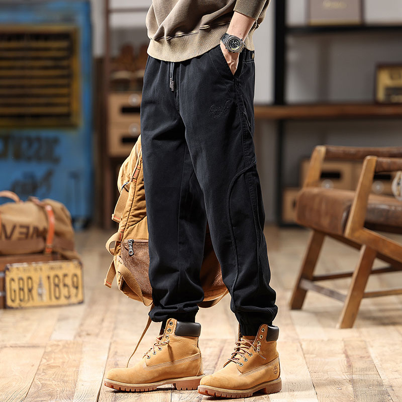 Ameerika retro stiilis meeste cargo-püksid, kevad ja sügis 2025, uued paksendatud trendikad brändi haaremijooksjapüksid