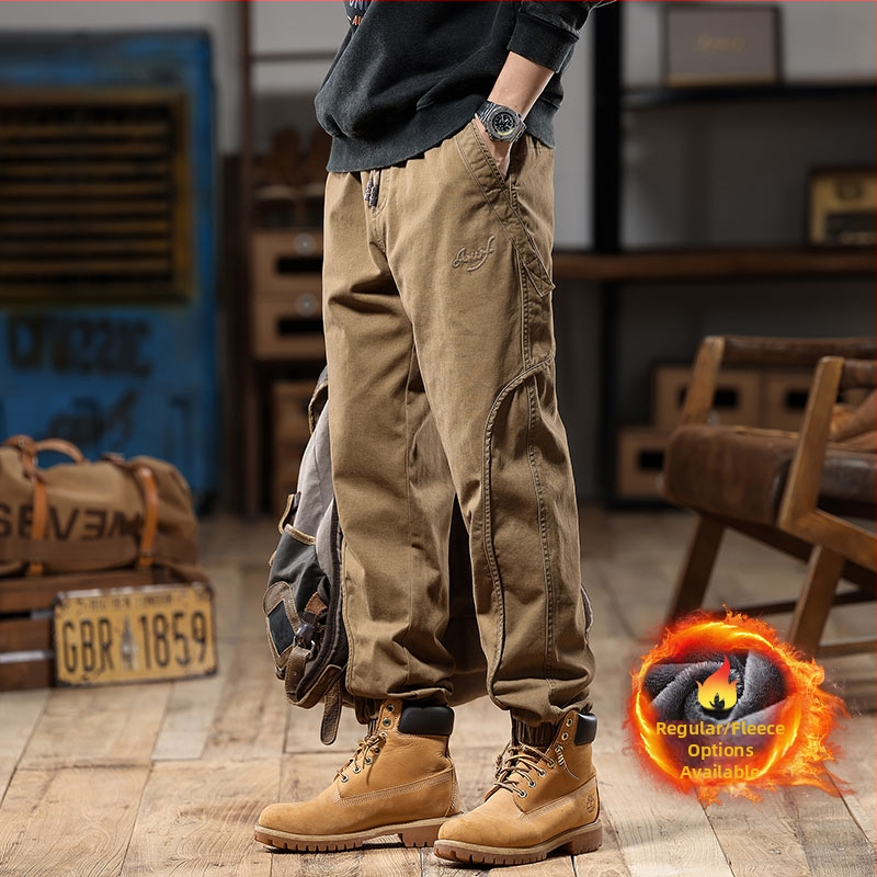 Ameerika retro stiilis meeste cargo-püksid, kevad ja sügis 2025, uued paksendatud trendikad brändi haaremijooksjapüksid