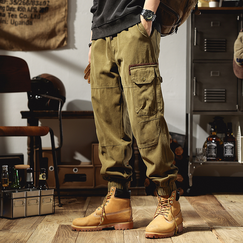 Ameerika retro stiilis meeste cargo-püksid, kevad ja sügis 2025, uued paksendatud trendikad brändi haaremijooksjapüksid