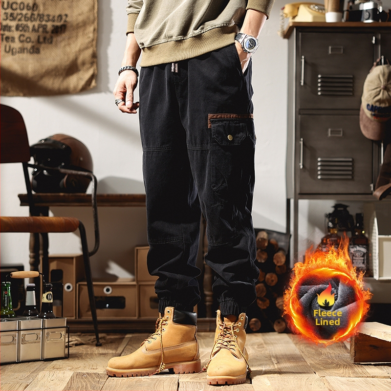 Ameerika retro stiilis meeste cargo-püksid, kevad ja sügis 2025, uued paksendatud trendikad brändi haaremijooksjapüksid