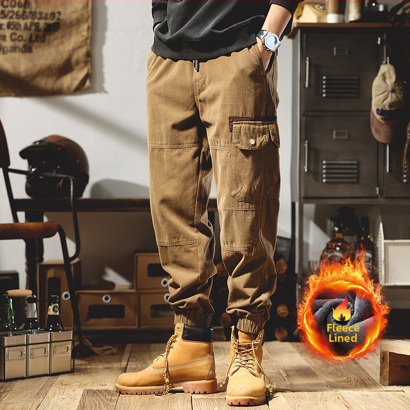 Ameerika retro stiilis meeste cargo-püksid, kevad ja sügis 2025, uued paksendatud trendikad brändi haaremijooksjapüksid