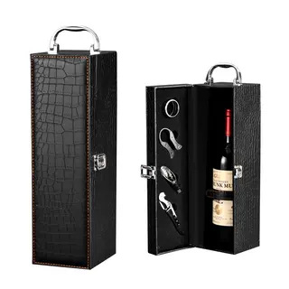 Подаръчна кутия за единична бутилка червено вино, 1 бутилка, разширена кутия за червено и бяло вино, класическа универсална подаръчна кутия за вино