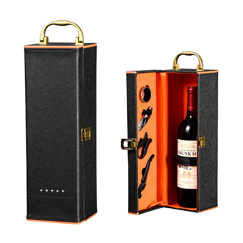 Подаръчна кутия за единична бутилка червено вино, 1 бутилка, разширена кутия за червено и бяло вино, класическа универсална подаръчна кутия за вино