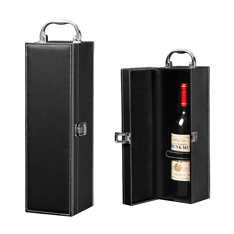 Подаръчна кутия за единична бутилка червено вино, 1 бутилка, разширена кутия за червено и бяло вино, класическа универсална подаръчна кутия за вино
