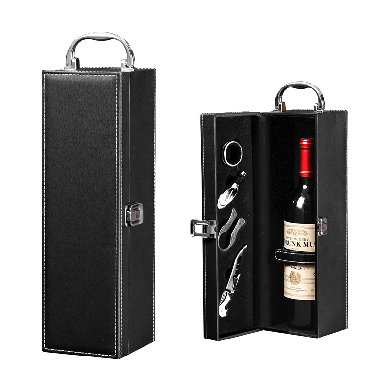 Подаръчна кутия за единична бутилка червено вино, 1 бутилка, разширена кутия за червено и бяло вино, класическа универсална подаръчна кутия за вино