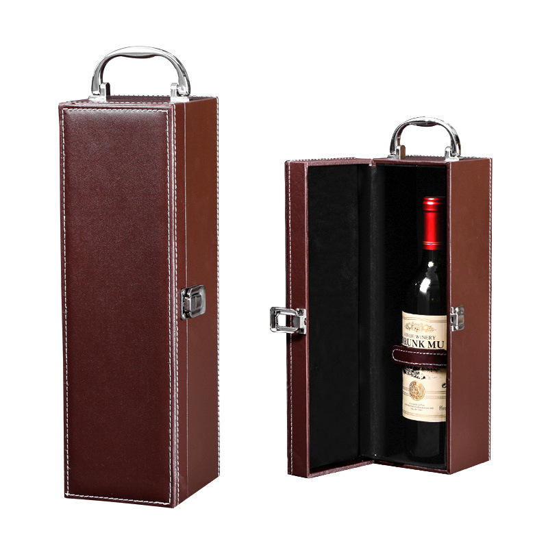 Подаръчна кутия за единична бутилка червено вино, 1 бутилка, разширена кутия за червено и бяло вино, класическа универсална подаръчна кутия за вино