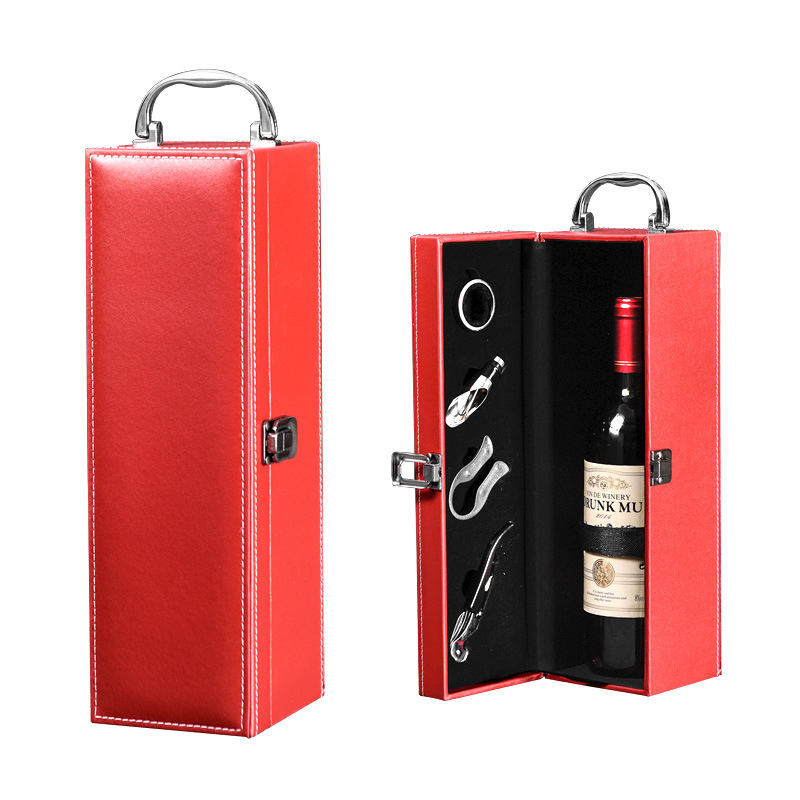 Подаръчна кутия за единична бутилка червено вино, 1 бутилка, разширена кутия за червено и бяло вино, класическа универсална подаръчна кутия за вино