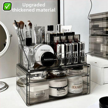 Kosmeetika hoiukarp, lauaarvuti sahtliga tualettlaud, huulepulgakarp, parfüümimask, akrüülist hoiuriiul