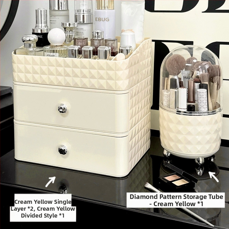 Kosmeetika hoiukarp, lauaarvuti sahtliga tualettlaud, huulepulgakarp, parfüümimask, akrüülist hoiuriiul