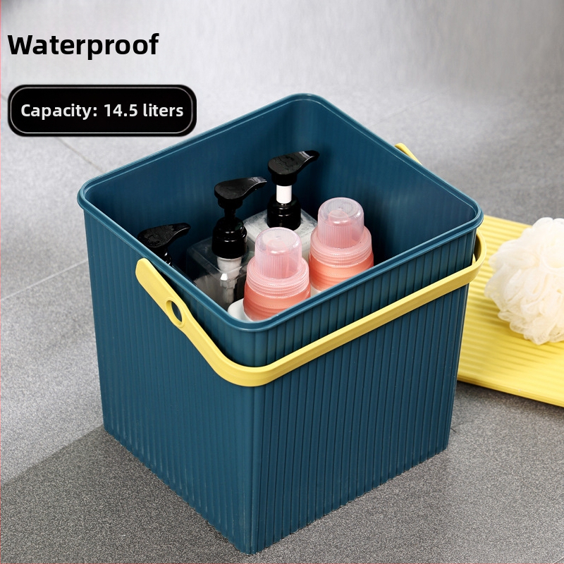 Удебелен квадратен варел за съхранение на кукли с капак, преносим многофункционален варел за съхранение, пластмасова рамка за баня, кошница за баня, столче за играчки на едро