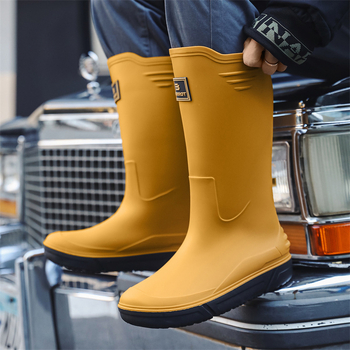 Cizme de ploaie antiderapante cu toc înalt pentru bărbați, cizme de ploaie cu corset cald, pantofi impermeabili, pantofi de cauciuc pentru bucătărie, pantofi de spălătorie auto, cizme de apă pentru pescuit