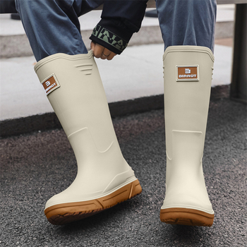 Cizme de ploaie antiderapante cu toc înalt pentru bărbați, cizme de ploaie cu corset cald, pantofi impermeabili, pantofi de cauciuc pentru bucătărie, pantofi de spălătorie auto, cizme de apă pentru pescuit