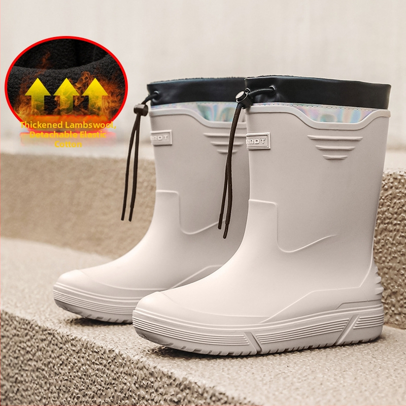 Cizme de ploaie antiderapante cu toc înalt pentru bărbați, cizme de ploaie cu corset cald, pantofi impermeabili, pantofi de cauciuc pentru bucătărie, pantofi de spălătorie auto, cizme de apă pentru pescuit